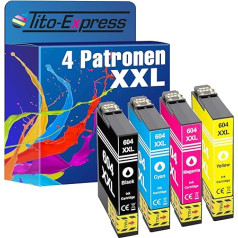 Tito-Express 4 XXL kasetnes, kas saderīgas ar Epson 604XL 604 XL | Epson WF-2910DWF WF-2930DWF WF-2930DWF WF-2935DWF WF-2950DWF XP-2200 XP-2205 XP-3200 XP-3205 XP-4200 XP-4205