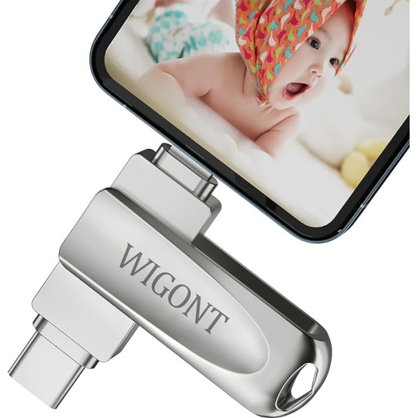 WIGONT 64 GB USB zibatmiņas karte iPhone, zibatmiņas disks iPhone USB zibatmiņai, ārējā atmiņa, lai uzglabātu vairāk fotoattēlu un video, foto zibatmiņas karte, kas piemērota iPhone/iPad/PC, komplektā ar USB adapteri