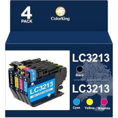 ColorKing LC3213 LC 3211 kasetės suderinamos su Brother LC-3213 LC3211 su Brother MFC-J497DW DCP-J572DW MFC-J491DW MFC-J491DW MFC-J895DW MFC-J890DW DCP-J772DW DCP-J774DW (juodos/juodos/magentos/geltonos spalvos)