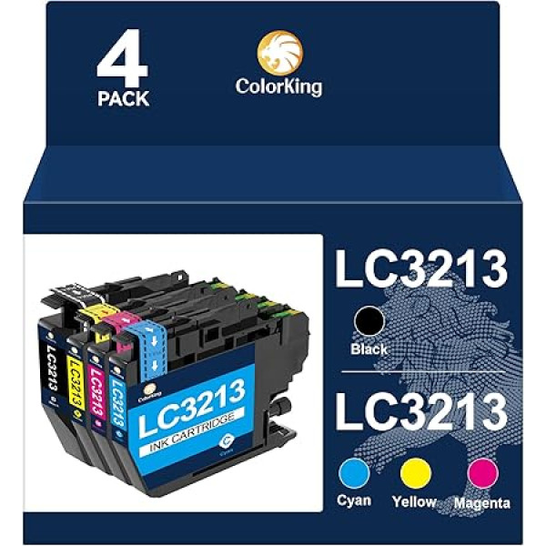 ColorKing LC3213 LC 3211 kasetnes saderīgas ar Brother LC-3213 LC3211 ar Brother MFC-J497DW DCP-J572DW MFC-J491DW MFC-J491DW MFC-J895DW MFC-J890DW DCP-J772DW DCP-J774DW (melna/melnbalta/dzeltena)