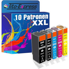 Tito-Express PlatinumSerie 10x kasetne Canon PGI-580 CLI-581 XXL Pixma TS 6150 6151 6240 6241 6250 6251 6350 6351 8120 8150 8151 8152 8240 8240 8241 8242 8250 8251 8252 8350 8351 8352