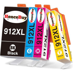 HenceBuy 912 XL saderīgas ar 912XL Multipack kasetnes HP OfficeJet Pro 8022 8022 8020 8021 8023 8024 8025 OfficeJet 8010 8012 8013 8014 8015 8017 kasetnēm (4-Pack Black, Magenta, Cyan,