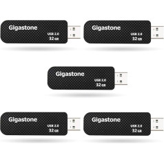 Gigastone V30 USB Flash Drive 32 GB Pack of 5 Memory Stick USB 2.0 for PC/Tablet/TV/Car (Black)