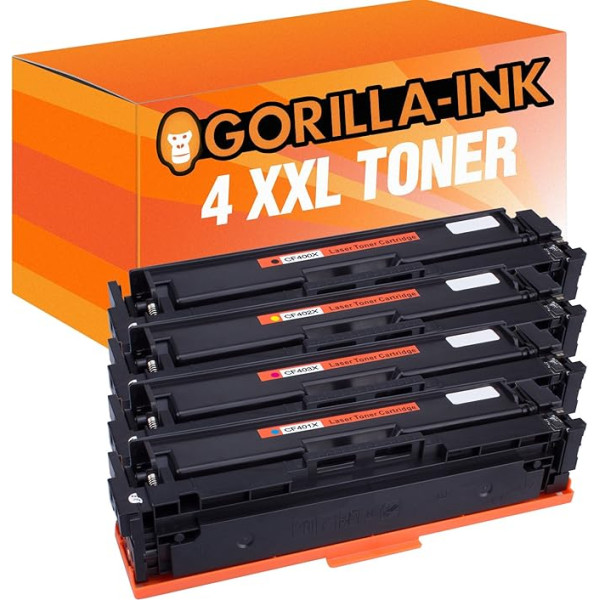 Gorilla-Ink 4 Toneris XXL Saderīgs ar HP CF400X CF401X CF402X CF402X CF403X Piemērots Color Laserjet Pro M252DW M252N M274DN M274N M274N M277DW M277N Melns 2 800 lappuses