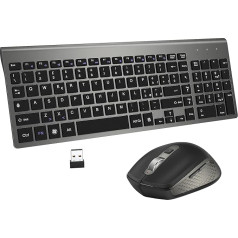 Bezvadu tastatūra un pele - QWERTY USB ergonomiska pele Bezvadu tastatūra Pilna izmēra itāļu bezvadu tastatūra ar kluso peli Windows/PC/Laptop (melna)