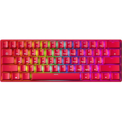 GK61 s Hot-Swap mehāniskā spēļu tastatūra - 61 taustiņš ar daudzkrāsainu RGB LED apgaismojumu PC/Mac spēlētājiem (Gateron Mechanical Black, sarkana)