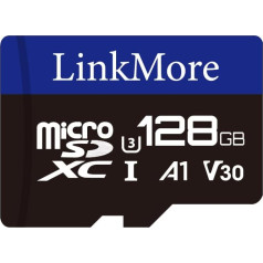 LinkMore 128GB Micro SDXC Card, A1, UHS-I, U3, V30, Class 10 Compatible, Read Speed up to 95MB/s, Write Speed up to 60MB/s, SD Adapter Included