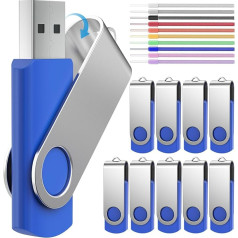 Iepakojumā 10 USB atmiņas kartes 512 MB atmiņas karte Salokāma neliela ietilpība 512 MB atmiņas karte Jauka, zila USB zibatmiņas karte Lēti USB zibatmiņas diski ar krāsainu 10 rokas virvju iepakojumu FEBNISCTE