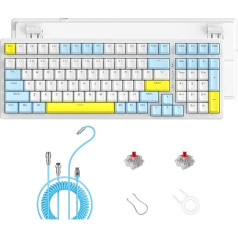 ZIYOU LANG K3MAX Wired Hot-Swap Mechanical Gaming Keyboard with Spiral USB-C Cable, 100 Keys, Compact Layout, 19 RGB Keyboard with Backlit, Red Switch for Win/Mac Lemons