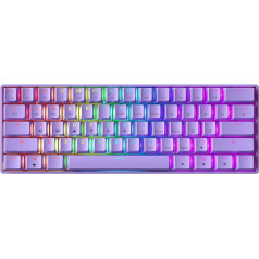 GK61 Hot-Swap mehāniskā spēļu tastatūra - 61 taustiņš ar daudzkrāsainu RGB LED apgaismojumu PC/Mac spēlētājiem (Gateron Optical Black, Lavender)