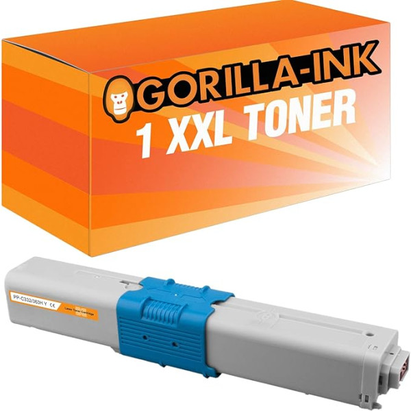 Gorilla-Ink 1 toneris dzeltens XXL, saderīgs ar Oki C-332 C332 C 332 C332-DN MC-363-DN MC-363-DN MC-363-N MC-363-DNW C-332-DNw MC 363 N MC363 DNW C332 DNw