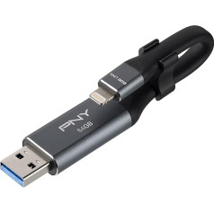 PNY P-FDI64GLA02GC-RB Duo-Link 3.0 USB Stick 64GB für Apple-Geräte, Kabeldesign