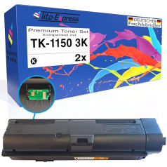 Tito-Express PlatinumSerie 2X lāzera toneris XXL saderīgs ar Kyocera TK-1150 M2135DN M2635DN M2735DW P2235D P2235DW M2635DNW P2235DNW P2235DN