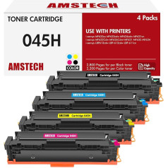 Amstech saderīga 045H 045 CRG-045H CRG-045H CRG-045 tonera kasetne Canon ImageCLASS MF633cdw MF635cx MF634cdw LBP612cdw LBP613cdw MF631cdw MF631cdw MF632cdw MF636cdwt (melna, zilā, dzeltena) 4 iepakojuma 4 gab.