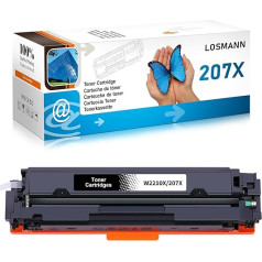 LOSMANN 207X W2210X ar mikroshēmu Toneris, kas ir saderīgs ar HP 207X 207A W2210A un HP Color Laserjet Pro MFP M283fdw M255dw M282nw M283fdn M255nw (melns)