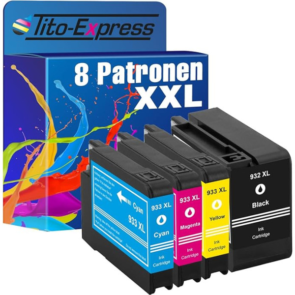 Tito-Express 8X Patrone XXL kompatibel mit HP 932 XL & 933 XL | Geeignet für HP OfficeJet 6700 Premium 7510 7612 7610 7110 WF 6600 7600 Series 6100 E 6600