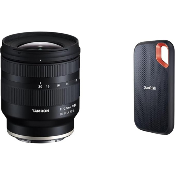 TAMRON B060 11-20mm F/2.8 Di III-A RXD, objektīvs Sony E-Mount (APS-C), melns, platleņķa un SanDisk Extreme Portable SSD 1TB