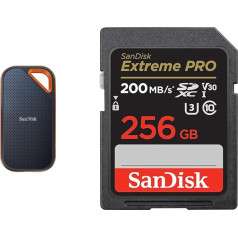 SanDisk Extreme PRO Portable SSD ārējais SSD 2 TB un Extreme PRO SDXC UHS-I atmiņas karte 256 GB