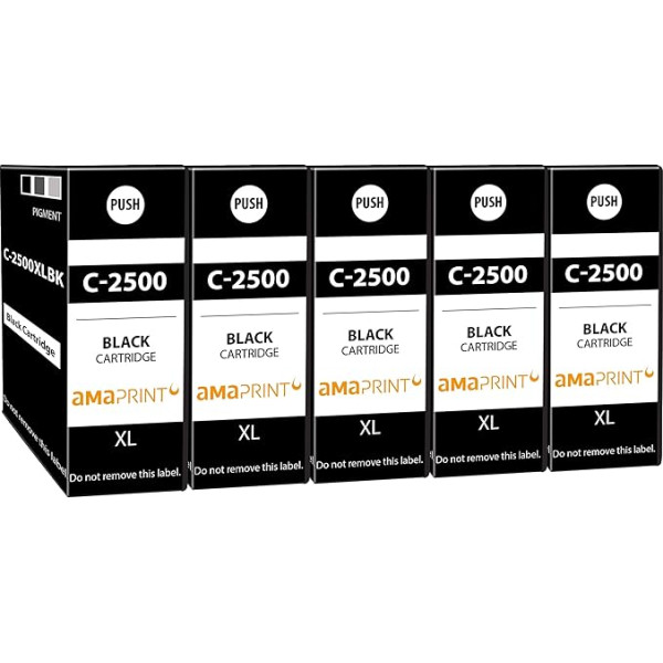 Amaprint 5 XL kasetnes saderīgas ar Canon PGI 2500XL Black Piemērots Canon Maxify IB4000 IB4050 IB4050 IB4100 IB4150 MB5000 MB5050 MB5100 MB5150 MB5155 MB5300 MB5350 MB5400 MB5450 MB5455