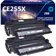 Hyggetech 2-Pack suderinama tonerio kasetė, skirta HP 55X 55A CE255X CE255A, tinkanti naudoti HP Laserjet Enterprise P3010 P3015 P3016 P3015d P3015dn P3015n P3015x 500 MFP M525dn M525f Pro M521 dn