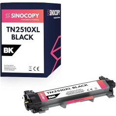 Sinocopy toneris ar mikroshēmu saderīgs ar TN2510XL BK priekš Brother DCP-L 2622 DW DCP-L 2600 Series DCP-L 2627 Series DCP-L 2640 DN HL-L 2400 Series HL-L 2440 DWE MFC-L 2800 Series MFC-L 2820 DN