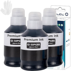 LCL saderīga tintes pudele GI-50 GI-50PGBK GI-50BK 3386C001 (3 melnas, pigmenta, 170 ml) priekš Canon PIXMA GM2050 GM4050 GM4050 G5050 G6050 G7050