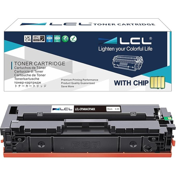 LCL saderīga tonera kasetne 203A 203X CF540A CF540X 3200 lappušu (1 melna), kas paredzēta HP Color LaserJet Pro M254dw 254NW Laser Jet Pro MFP M281dw M281CDW M281FDW M280NW M254dn M281fdn