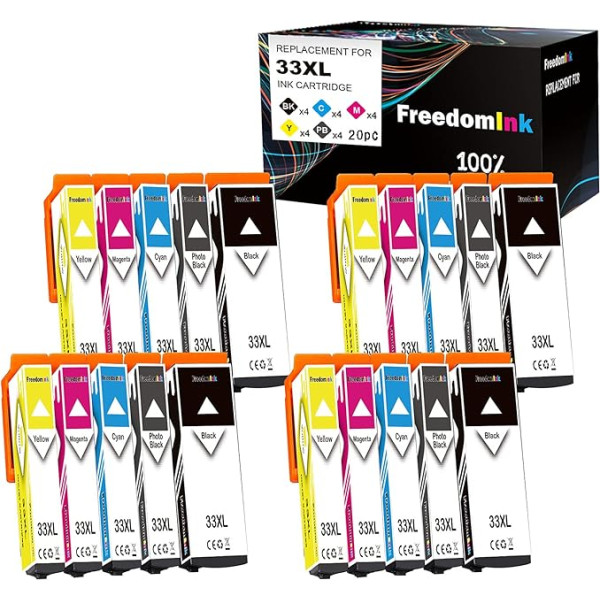 FreedomInk 20 33XL suderinamos spausdintuvų kasetės Epson 33XL 33 XL kasetės Epson Expression Premium XP-540 XP-530 XP-830 XP-7100 XP-900 XP-640 XP-630 XP-635 XP-645 (4B, 4PB, 4C,