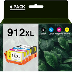 Economink 912XL Multipack, saderīgs ar HP 912 printeru kasetnēm, saderīgs ar HP OfficeJet 8010 8012 8013 8014, Officejet Pro 8021 8023 8024 8025 8026 8028 8030 (melns, zils, dzeltens, purpursarkans)