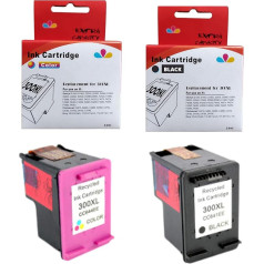 universo cartuccia® atjaunota 300XL tinte HP printerim PhotoSmart C4680 C4780 DeskJet Series F4580 F4280 F4280 F4210 F2480 D5560 Envy 120 110 (1 melna, 1 trīskrāsaina)