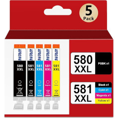 PGI-580 CLI-581 XXL kasetnes, kas saderīgas ar Canon 580 581 daudzpaku printeru kasetnēm priekš Pixma TS6350 TS705 TS8350 TS9550 TR8550 TS6351 TS9550 (5 iepakojumos)