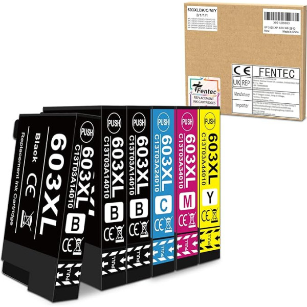 FENTEC XP 3150 XP 4155 XP 4150 XP 2150 XP 3100 XP 3105 603 XL printeru kasetnes Epson 603XL tintes kasetnes Epson kasetnēm XP 2100 XP 2155 XP 3155 XP4155 XP3150 XP 4100 WF-284 DWF WF-2 DWF 830