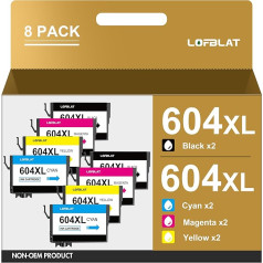 LOFBLAT 604XL printeru kasetnes saderīgas ar Epson 604 kasetnēm Expression Home XP-3200 XP-3205 XP-4200 XP-4205 XP-2200 XP-2205 Workforce WF-2910 WF-2930 WF-2935 WF-2950 (8 gab.)