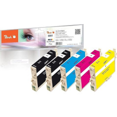 Peach E61 Spar Pack Plus Druckerpatronen (2xBK, C, M, Y) ersetzt Epson T0611, T0615, C13T06154010 für z.B. Epson Stylus D 68, Epson Stylus D 68 PE, Epson Stylus D 88, Epson Stylus D 88 PE