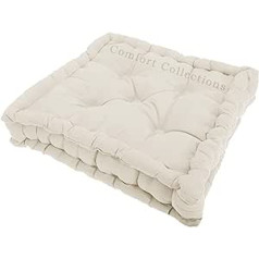 Comfort Collections Pieaugušo sēdekļa spilvens 100% kokvilnas pildījums Biezs spilvens Sēdekļa spilvens Pieaugušo atzveltnes krēsls Dārza krēsla krēms 45 x 45 cm + 10 cm Biezums, Apm. 45 cm