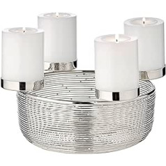 EDZARD Rio Advent Wreath, Nickel-Plated Stainless Steel, Highly Polished, Diameter 26 cm, for Pillar Candles Diameter 6 cm