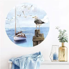 Grandora DL582 Wall Sticker Living Room Sea Baltic Sea Wall Decoration Bedroom Wall Sticker Dining Room Wallpaper Wall Picture Self-Adhesive Hallway Bathroom Hallway Coast