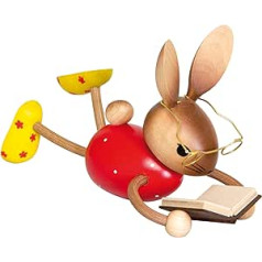 Drechslerei Kuhnert - Easter decoration / Easter bunny - Kuhnerthase lying down with book - made of wood - size: standing approx. 19 cm - made in Germany