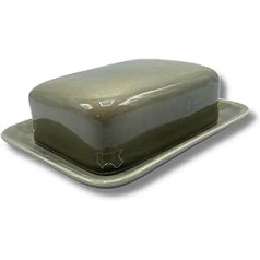 Keramik Rheinsberg® Butter Dish 2-Piece (Plate and Lid) for Storing Butter (250 g), Handmade in Germany, Microwave and Dishwasher Safe, Non-Toxic (Mud Grey)