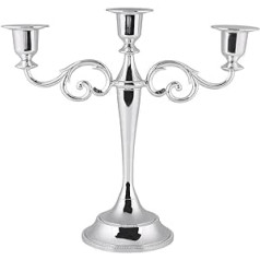 3 Arms Candelabra Metal European Style Wedding Home Decor 2 Colours for Home Wedding Christmas Party Decoration Candle Holder (Silver)