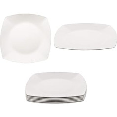 KM · Gyvenamasis 6 daugkartinio naudojimo plastikinių pietų lėkščių rinkinys, kreminės baltos spalvos, 25,5 cm (pagaminta Vokietijoje / atspari dūžiams / be BPA / tinkama plauti indaplovėje ir mikrobangų krosnelėje)
