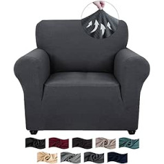CYCMACO dīvāna pārvalks 1 vietīgs ar roku balstiem, neslīdošs dīvāna aizsargs, elastīgs dīvāna pārvalks kaķiem, mazgājams dīvāna pārvalks, aizsargājošs dīvāns, tumši pelēks