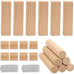 AirSMall Pack of 20 Natural Carving Wood, Wooden Blocks for Crafts, Untreated Carving Wood Blanks Wood DIY for Children and Adults, Handmade Wood in Three Sizes