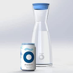 dropson - krūze ar filtru - CrystalDrink modelis - stikla ūdens krūze 1L ar vāku zilā krāsā + ūdens filtrs krānam, filtra kanna 300 litri