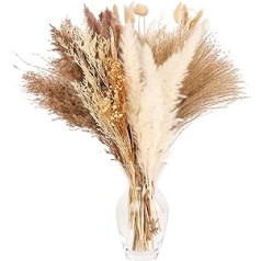 Belle Vous Pack of 104 White Natural Dried Pampas Grass Decoration - 35-46 cm Long Stems - Assorted Boho Decoration with Pampas Grass, Reeds & Rabbit Tails - Dried Flowers Decoration for Vase, Wedding