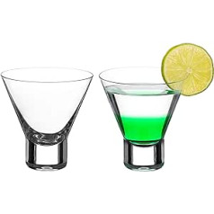 DIAMANTE Martini kokteiļu glāzes - kristāla glāzes bez kātiem Martini vai Mojito - Auris kolekcija - 2 komplekts