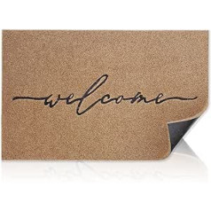 AAZZKANG Welcome Mats for Front Door, Large, 90 x 60 cm with Non-Slip Rubber Underlay, Simple, Clean Entrance Door Mat for High Traffic Interiors, Outdoor Doormat Brown