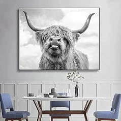 LXTOPN Nordic Highland Cow Canvas Pictures, Wall Print Painting Scottish Highland Cow Prints Wall Pictures, Modern Highland Cow Wall Art Plakats Dzīvojamās istabas apdare, Bez rāmja (50 x 70 cm)