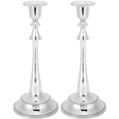 Candle Metal Candelabra, Pack of 2 Single Head Candlestick Candle Holder, Wedding Dinner and Formal Event Centrepiece Candelabra Candle Stand [Silver] Chandelier