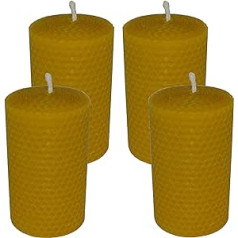 AMA-Feinkost 4 valcuotos bičių vaško žvakės, 100 x 50 mm, pagamintos iš bičių vaško korio, rankų darbo iš Spessart
